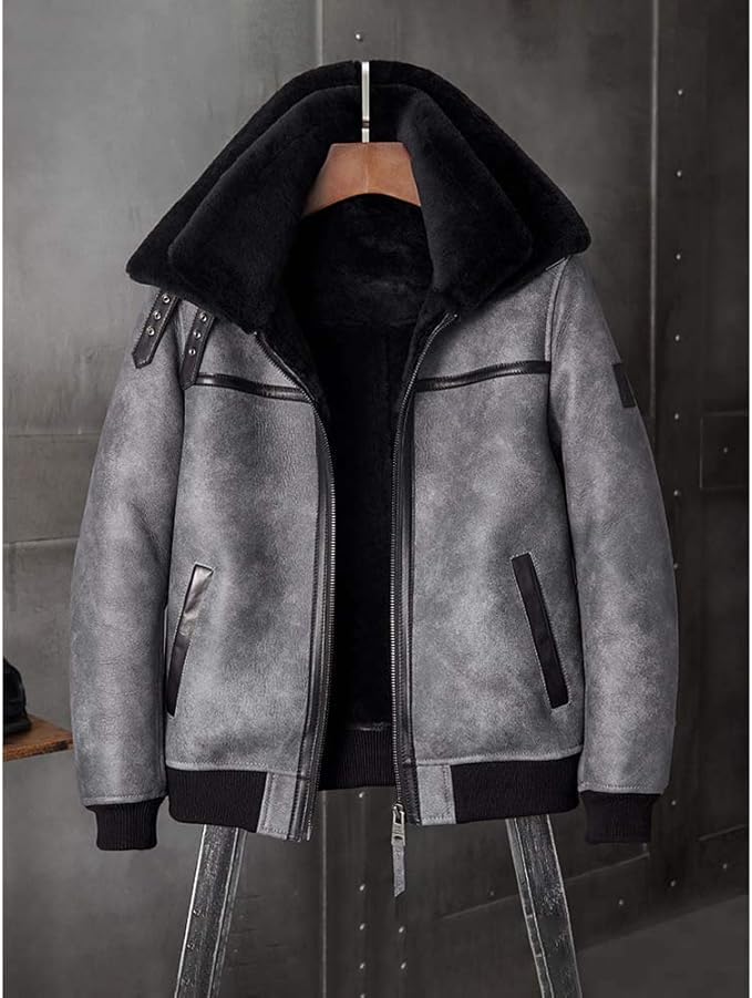 Amazon | 新しいシープスキンコート メンズB3ボンバージャケット